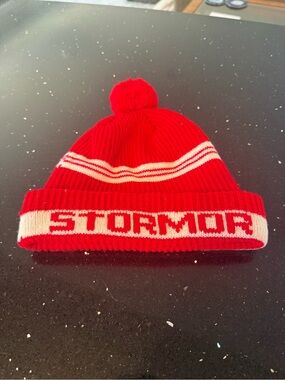 Stormor Red Knit Pom Beanie